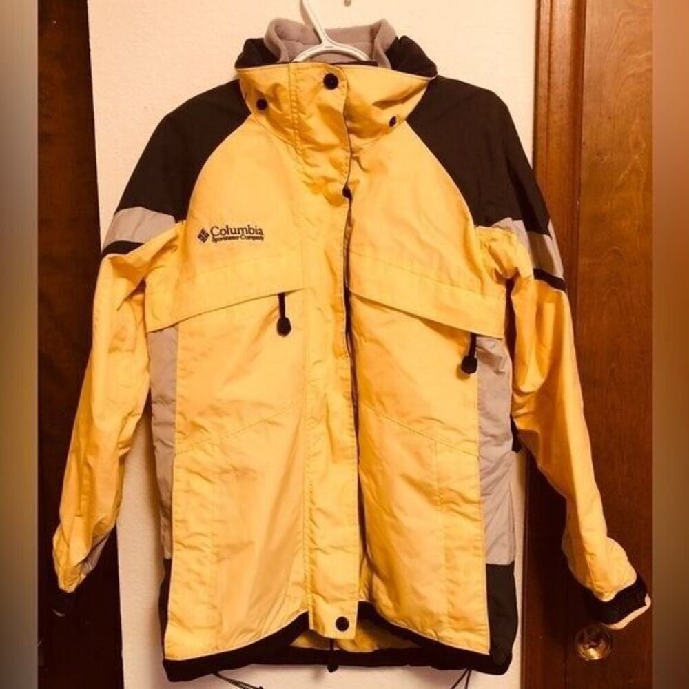Columbia Women's Small Yellow Gray Ski Snowboard Jacket‎ & Fleece Removable Vest